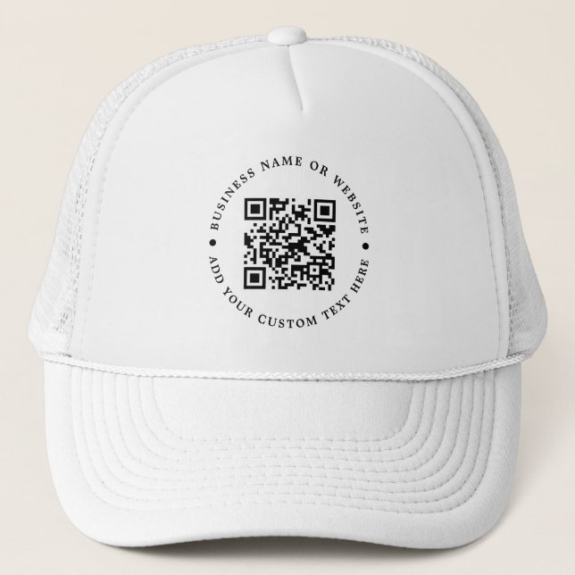 Minimalist QR Code Business Hat – White Design (Front)
