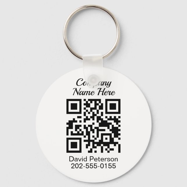 Minimalist QR Code Business Key Ring (Front)