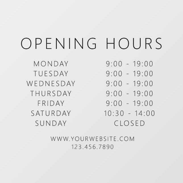 Minimalist QR Code Business Opening Hours Black (Sheet)