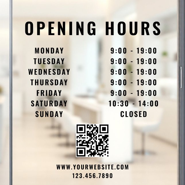 Minimalist QR Code Business Opening Hours Black (Creator Uploaded)