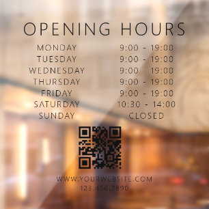 Minimalist QR Code Business Opening Hours Black