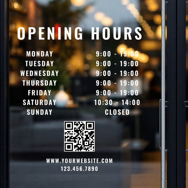 Minimalist QR Code Business Opening Hours White (Creator Uploaded)