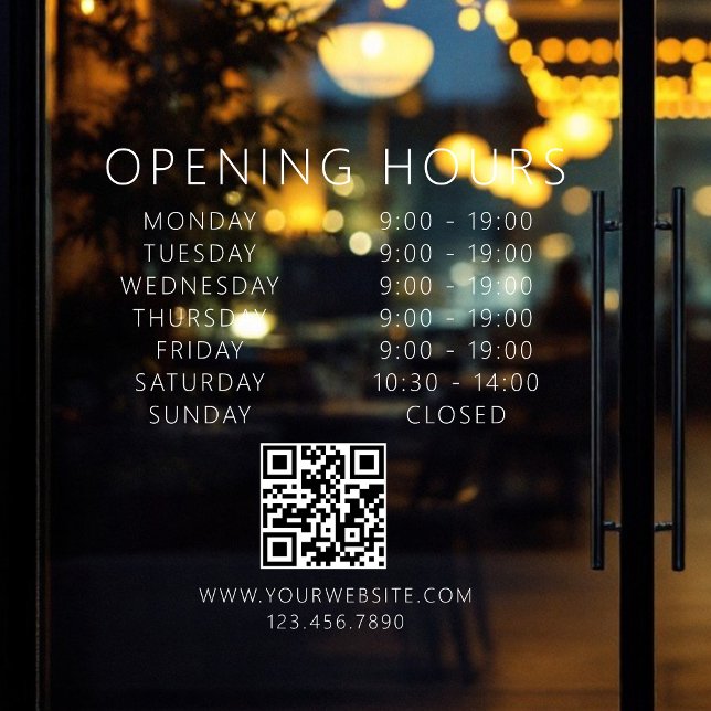 Minimalist QR Code Business Opening Hours White (Creator Uploaded)