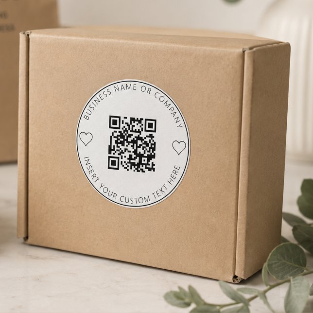 Minimalist QR Code Business White Simple Classic Round Sticker (Creator Uploaded)