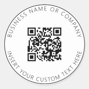 Minimalist QR Code Business White Simple Classic Round Sticker