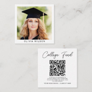 Minimalist QR Code College Fund Graduation Photo  Enclosure Card