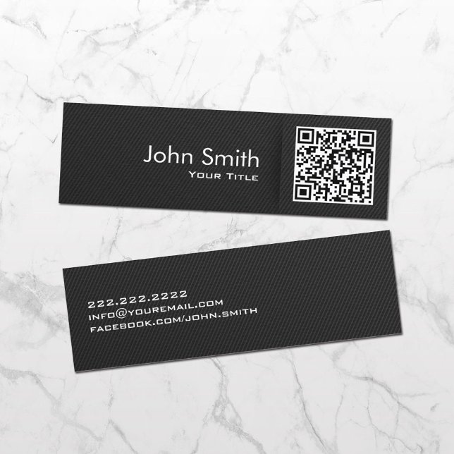 Minimalist QR Code Elegant Black Mini Business Card (Creator Uploaded)