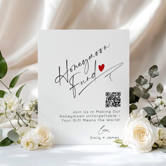 Minimalist QR Code Honeymoon Funds Wedding Poster (Creator Uploaded)
