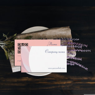 Minimalist QR code light peach Business Card