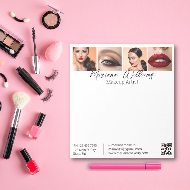 minimalist qr code makeup artist 4 photos white notepad (Creator Uploaded)