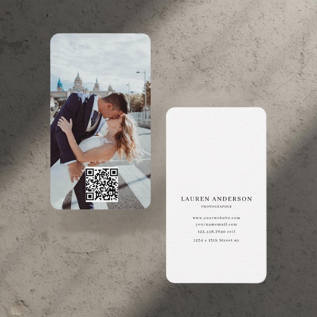 Minimalist QR Code Photo Modern Networking  Business Card (Creator Uploaded)