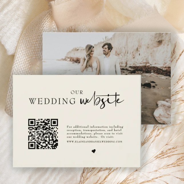 Minimalist QR Code Photo Wedding Details  Enclosur Enclosure Card (Creator Uploaded)