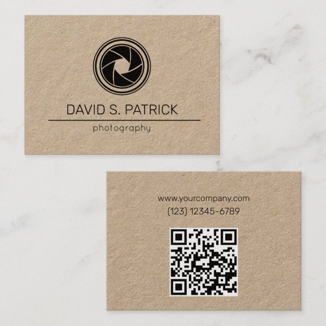 Minimalist QR Code Photography Business Card (Front/Back)