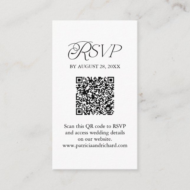 Minimalist QR Code RSVP Scan to Reply Enclosure Card (Front)