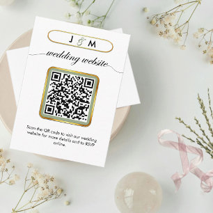 Minimalist QR Code Sage Green Elegant Gold Wedding Enclosure Card
