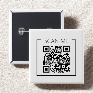 Minimalist QR Code Scan Me Business 15 Cm Square Badge