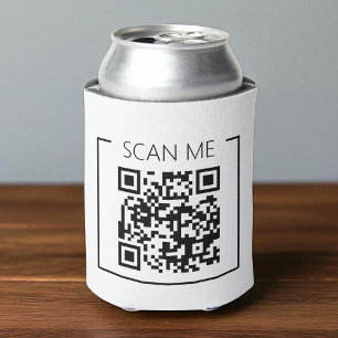Minimalist QR Code Scan Me Business Can Cooler