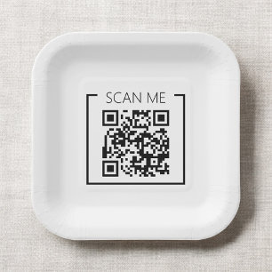 Minimalist QR Code Scan Me Business Paper Plate