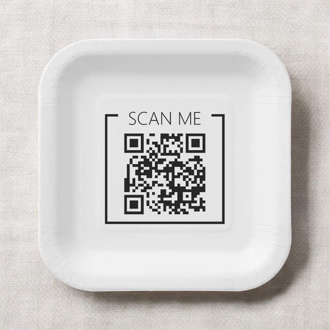 Minimalist QR Code Scan Me Business Paper Plate (Creator Uploaded)