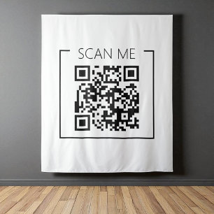 Minimalist QR Code Scan Me Business Tapestry