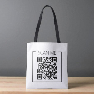 Minimalist QR Code Scan Me Business Tote Bag