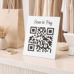 Minimalist Qr Code Scan to Pay Pedestal Sign