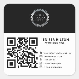 Minimalist QR code social media logo business Square Sticker