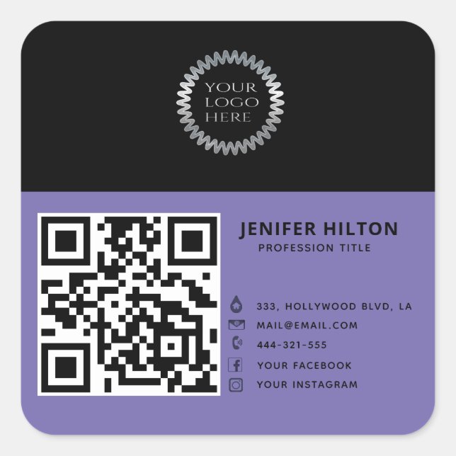 Minimalist QR code social media logo business  Square Sticker (Front)