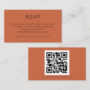 Minimalist QR Code Terracotta Wedding RSVP Enclosure Card