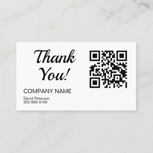 Minimalist QR Code Thank You Business Business Card (Front)