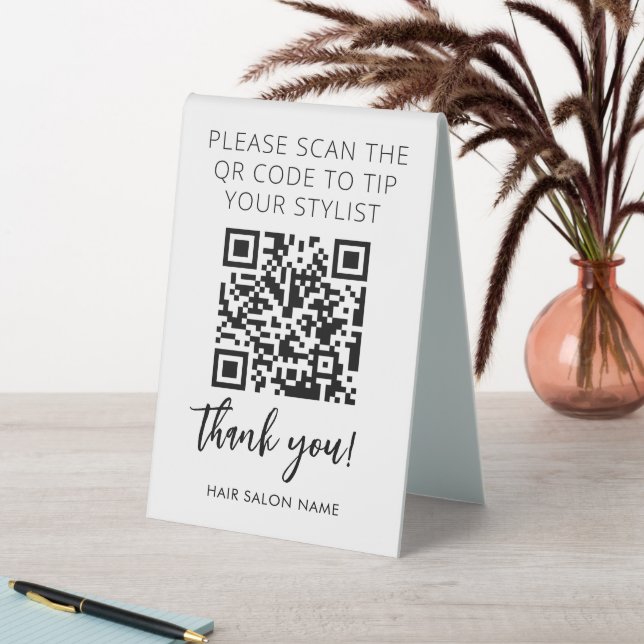 Minimalist Qr Code to Tip Salon Stylist (In SItu (Table))