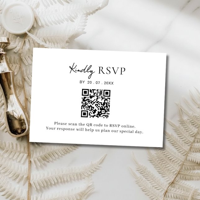 Minimalist QR Code Wedding RSVP Card (Creator Uploaded)