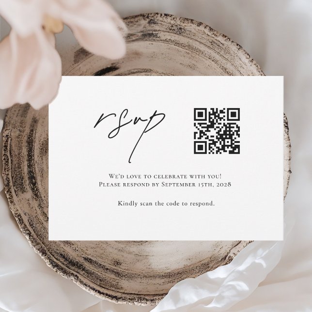 Minimalist QR Code Wedding  RSVP Card (Creator Uploaded)