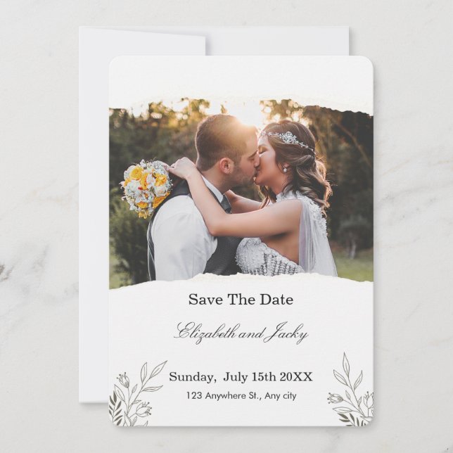 Minimalist QR code wedding Save The Date (Front)