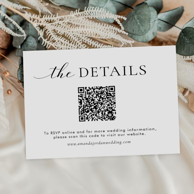Minimalist QR Code Wedding Website Details Card (Creator Uploaded)