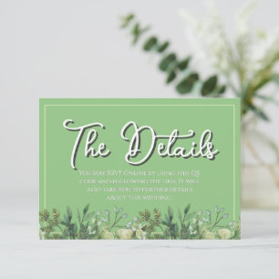 Minimalist QR code Wedding Website Tropical Detail Enclosure Card