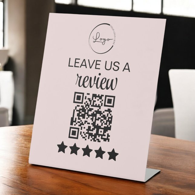 Minimalist QR Leave Us a Review Business Pedestal Sign (Creator Uploaded)
