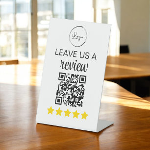 Minimalist QR Leave Us a Review Business Pedestal Sign
