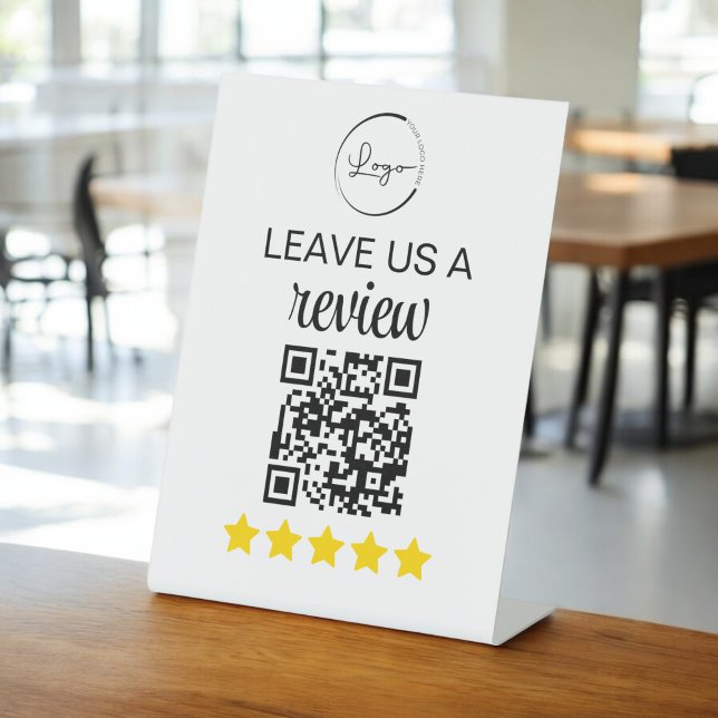 Minimalist QR Leave Us a Review Business Pedestal Sign (Creator Uploaded)