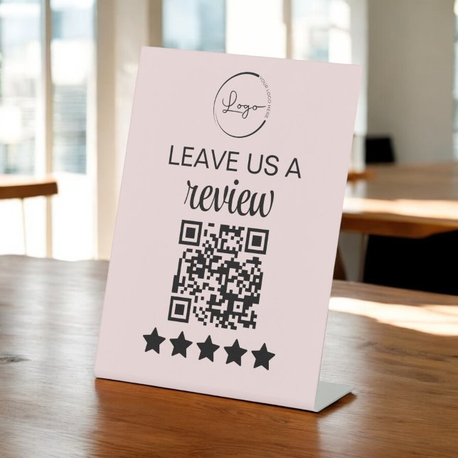 Minimalist QR Leave Us a Review Business Pedestal Sign (Creator Uploaded)