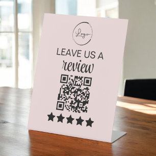 Minimalist QR Leave Us a Review Business Pedestal Sign