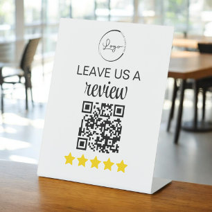 Minimalist QR Leave Us a Review Business Pedestal Sign
