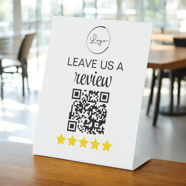 Minimalist QR Leave Us a Review Business Pedestal Sign (Creator Uploaded)