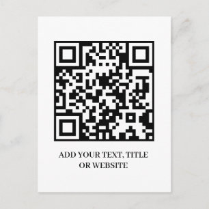 Minimalist QR Modern Custom Text Design Postcard