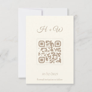 Minimalist QR Save the Date Elegant Cream Weddin Thank You Card