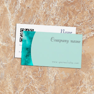 Minimalist QR turquoise green white Business Card