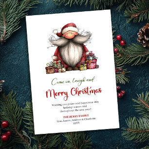 Minimalist Quirky Santa Hand Drawn Holiday Card