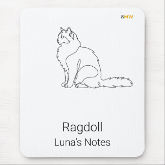 Minimalist Ragdoll Cat Custom Name Desk Mouse Pad