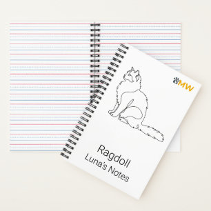 Minimalist Ragdoll Cat Personalised Name  Notebook