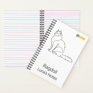 Minimalist Ragdoll Cat Personalised Name  Notebook